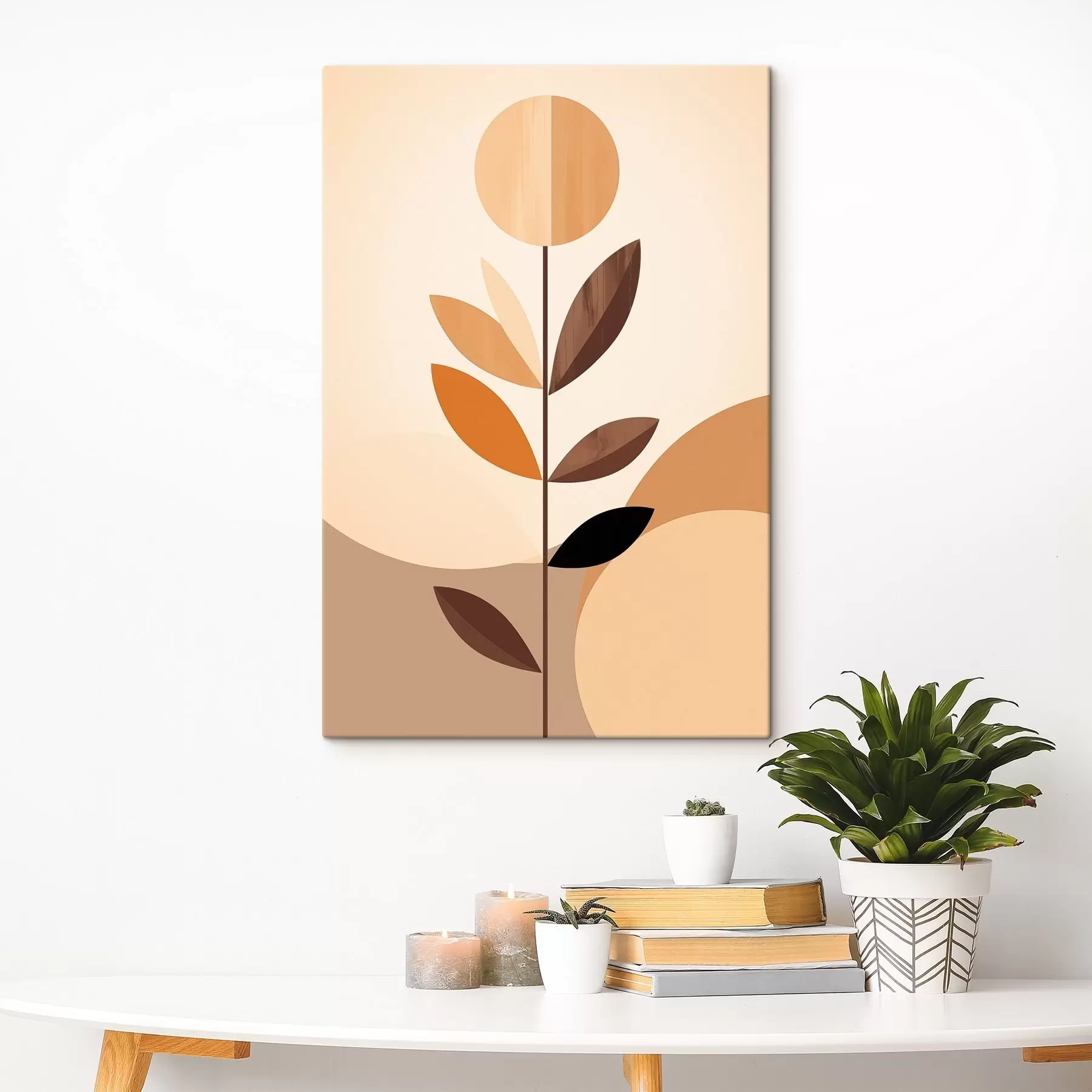 Картина Стилізована квітка з геометричними листям у теплих тонах s46500