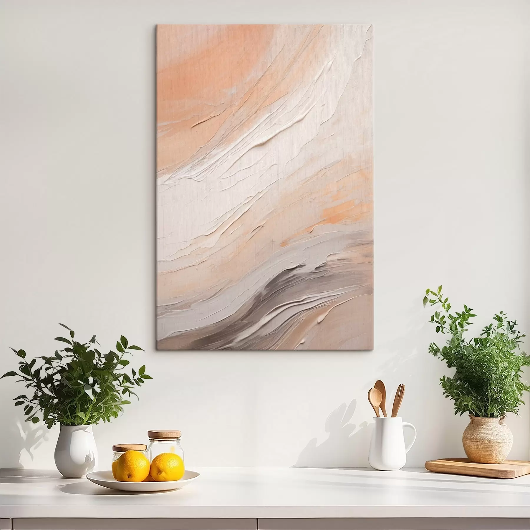 Картина Текстурована штукатурка у вигляді завитків теплого бежевого кольору з м'яким сірим відтінком s46511