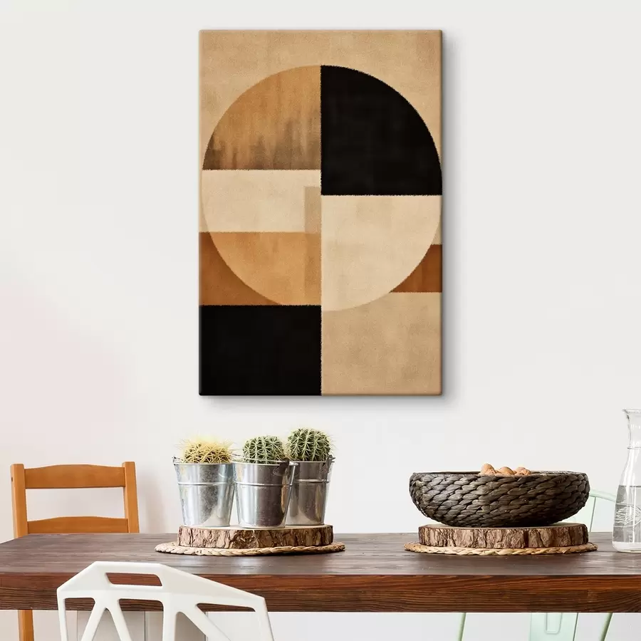 Картина Напівкола та квадрати в теплих тонах, м'яка текстура s46531