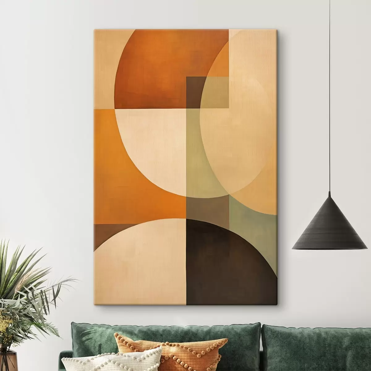 Картина Великі пересічні форми в теракотово-оливкових тонах s46533