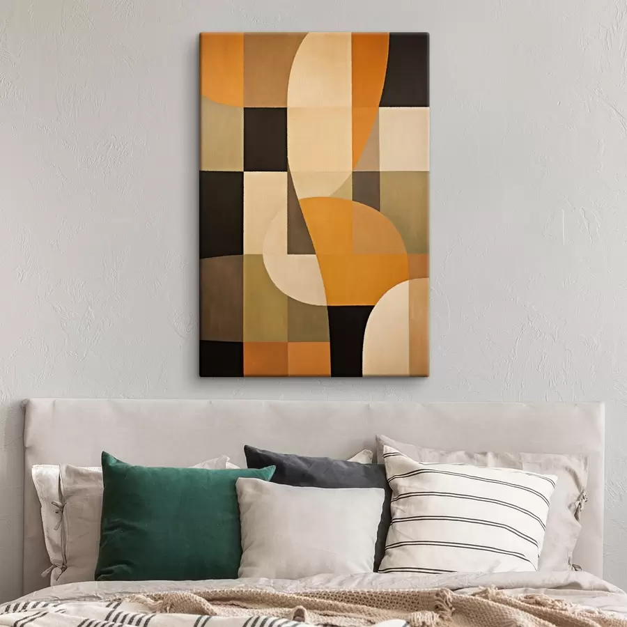 Картина Клаптикове покривало з прямокутників з плавним помаранчевим вигином s46534