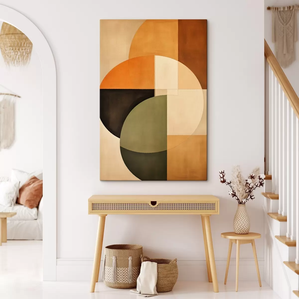 Картина Пересічні кола в пісочно-оливковій палітрі s46537