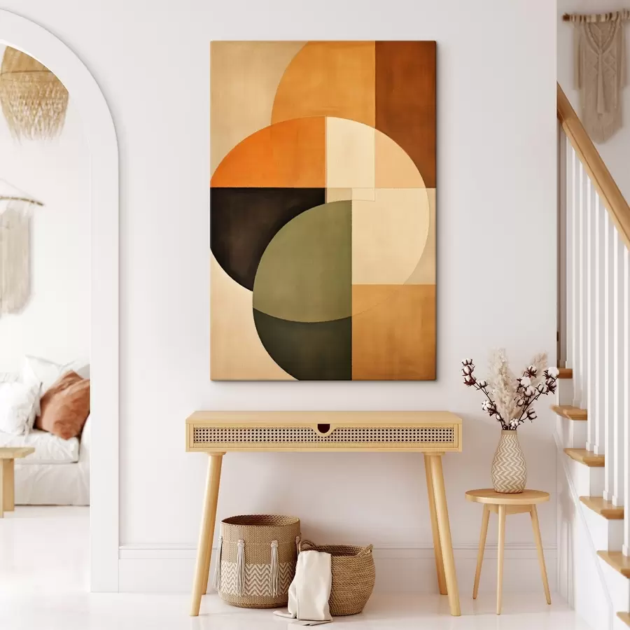 Картина Пересічні кола в пісочно-оливковій палітрі s46537