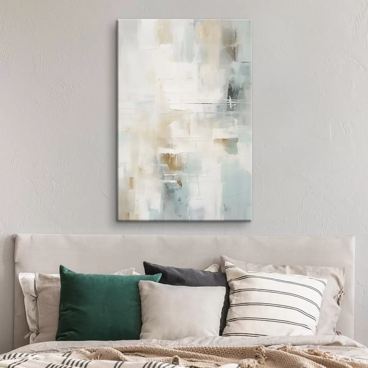 Картина Легкі мазки синього і бежевого на білому s46547