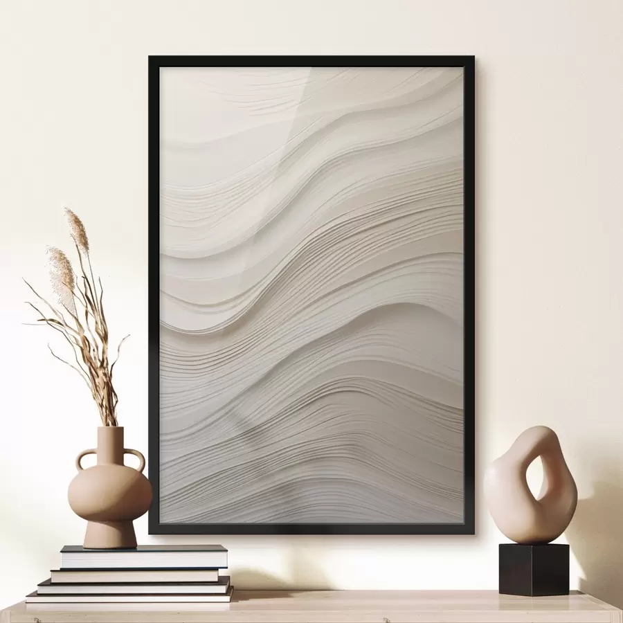 Картина Багатошарові рельєфні хвилі пісочного відтінку, м'яка текстура f46484