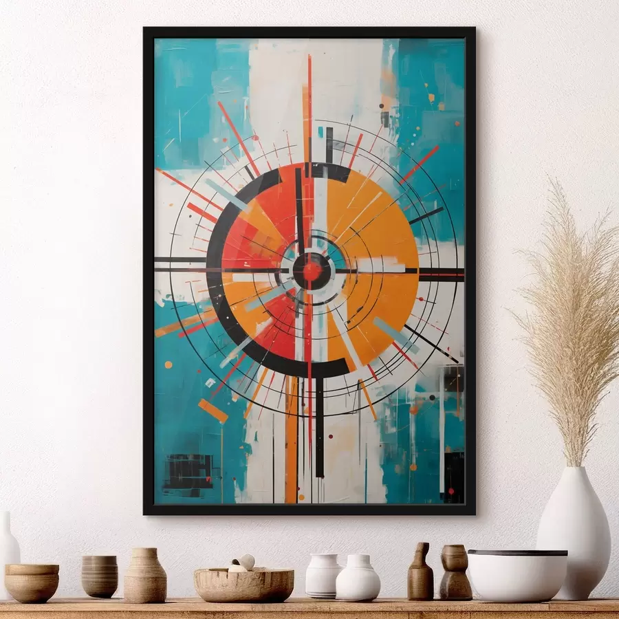 Картина Концентрична мішень з сегментами кольору морської хвилі та помаранчевого кольору f46486