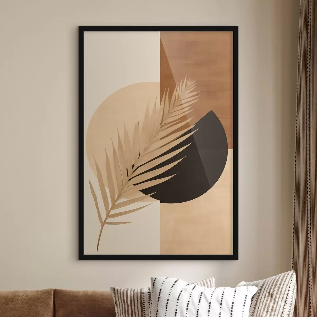 Постер Пальмове листя на теракоті та кремовій геометрії f46490