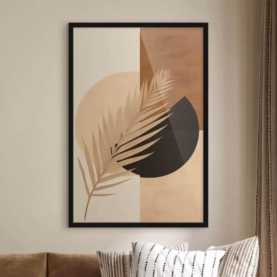 Картина Пальмове листя на теракоті та кремовій геометрії f46490