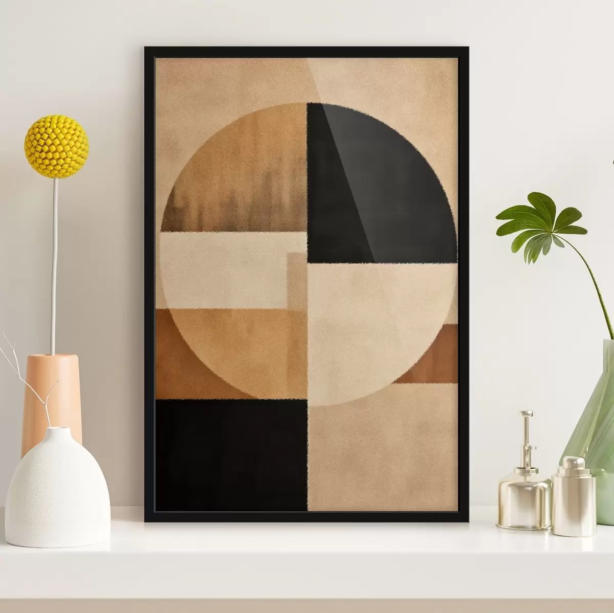 Постер Напівкола та квадрати в теплих тонах, м'яка текстура f46531