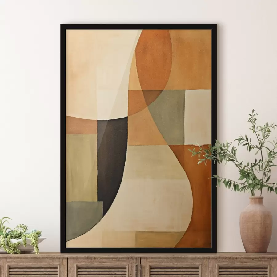 Картина М'які геометричні поля в теплій природній палітрі f46538