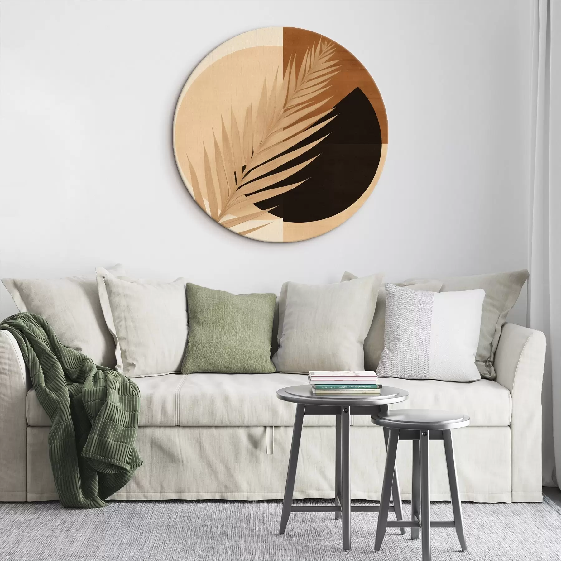 Картина Пальмове листя на теракоті та кремовій геометрії r46490