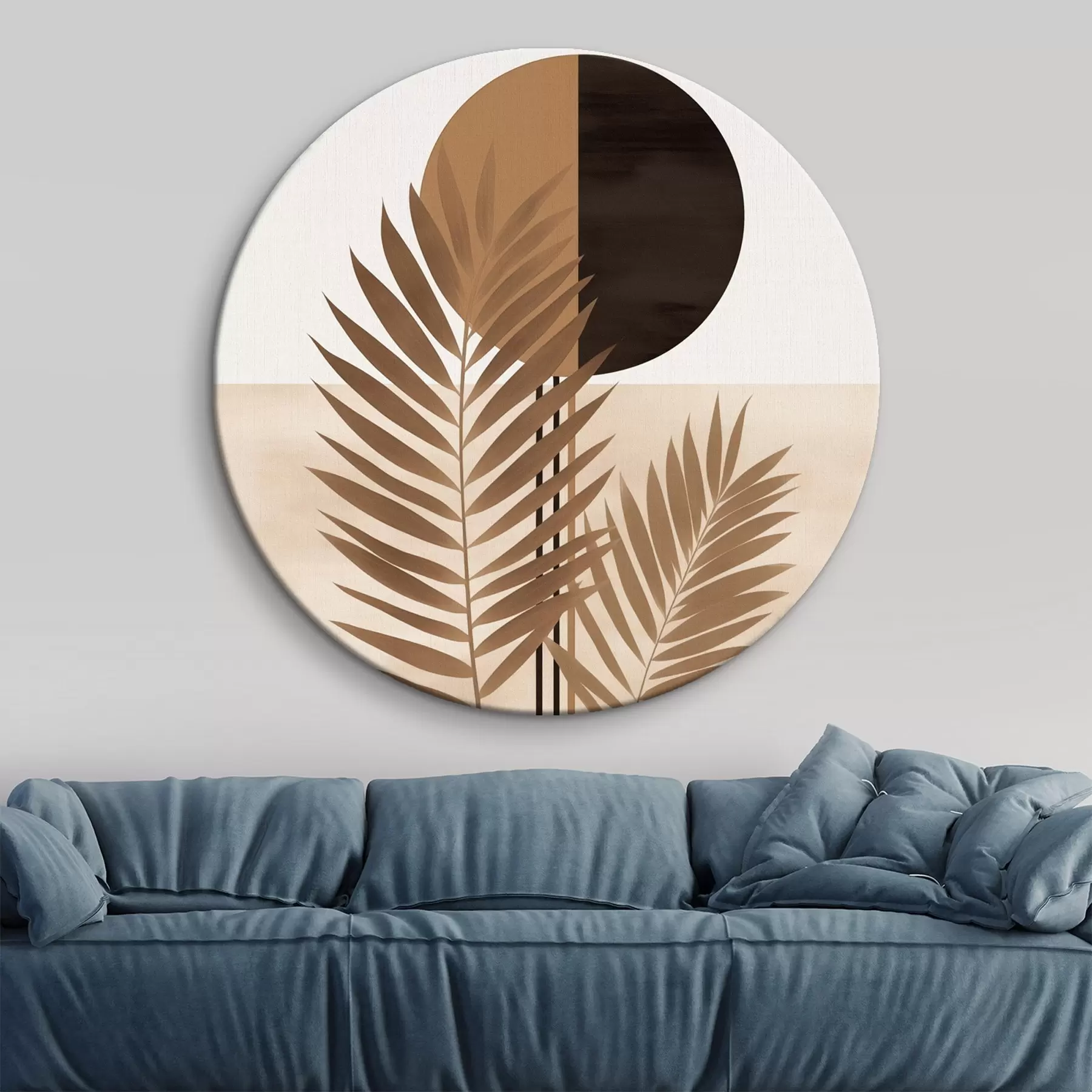 Картина Два пальмові листки з мотивом розрізаного сонця r46491