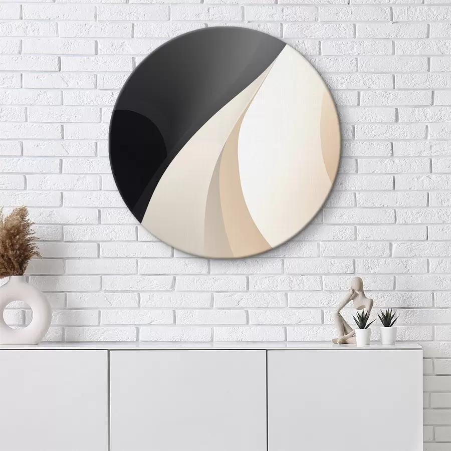 Картина Елегантні перекриваючі криві в кольорах вугілля, слонової кістки та піску r46493