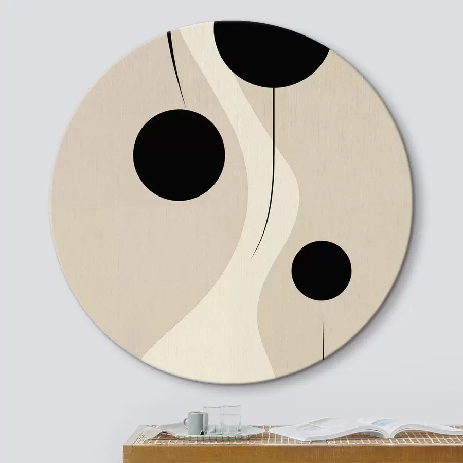 Картина Мінімалістичні кола на бежевому тлі з плавними лініями r46496