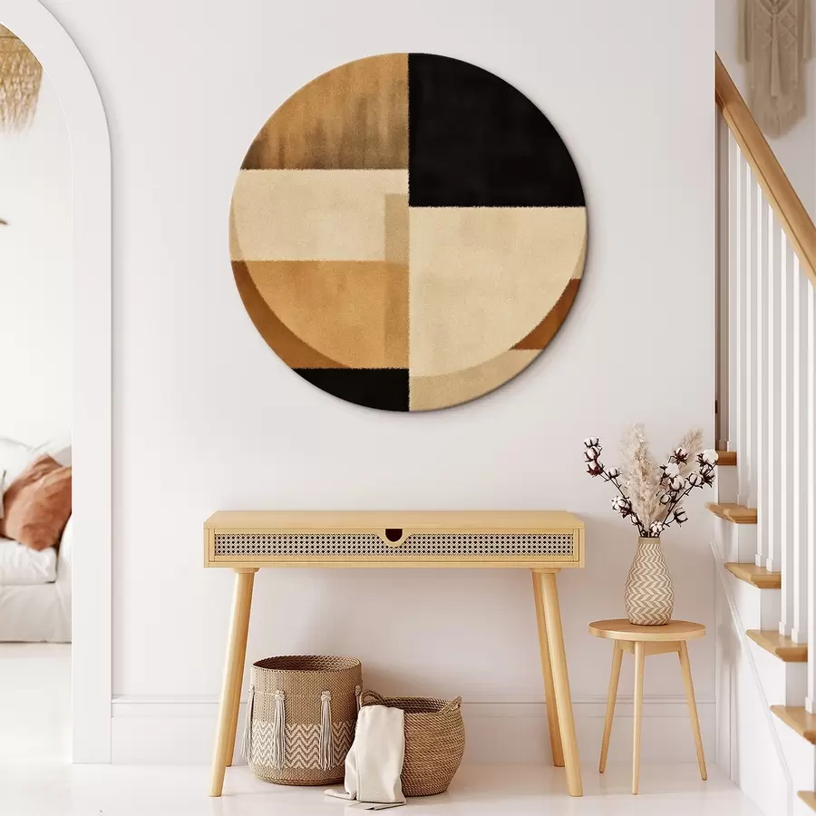 Картина Напівкола та квадрати в теплих тонах, м'яка текстура r46531