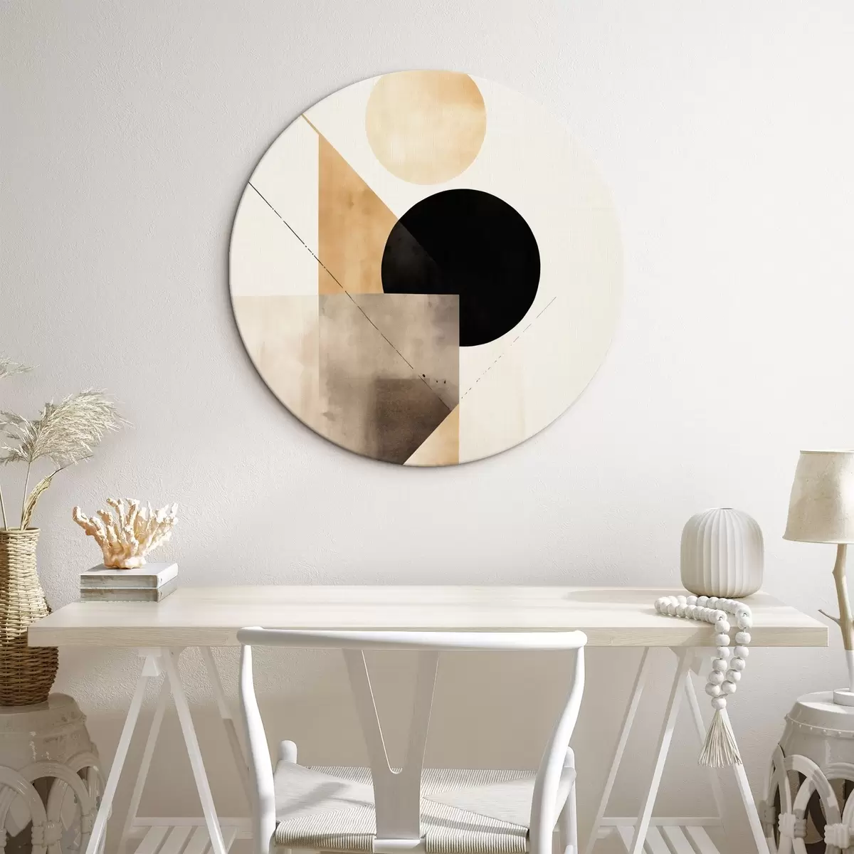 Кругла картина Мінімальна композиція: коло, трикутник і площини r46532