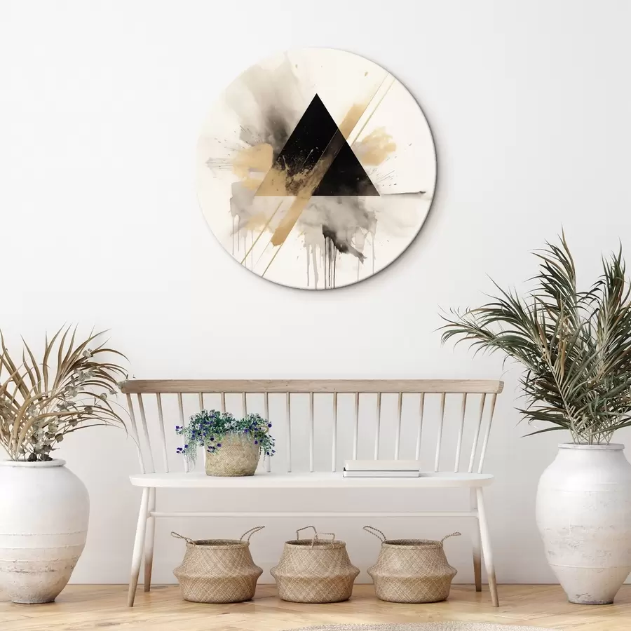 Картина Геометрія: чорний трикутник з світлими вкрапленнями та лініями r46540