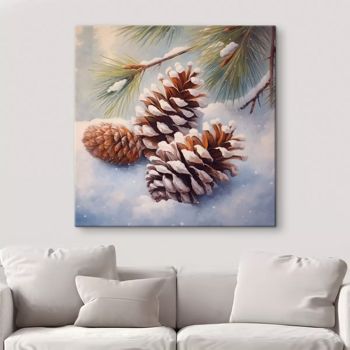 Картина Засніжені соснові шишки та гілки s46631