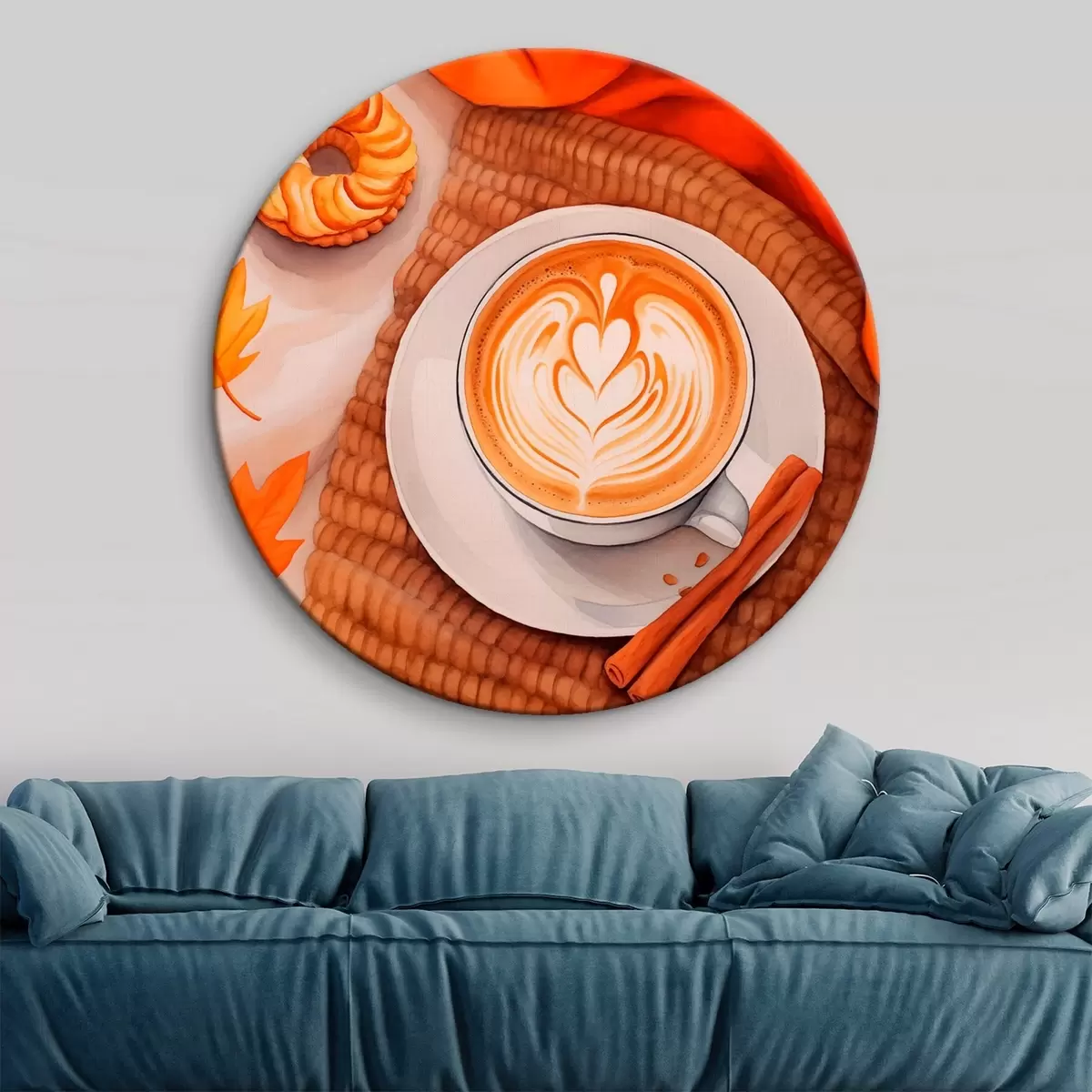 Кругла картина Осіннє лате r46623