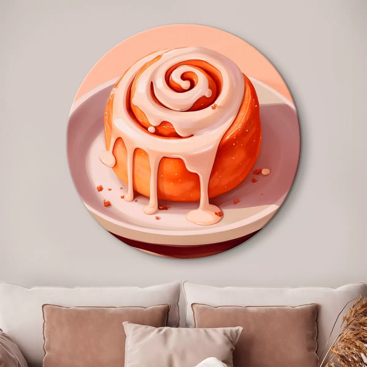 Кругла картина Булочка з корицею та кремовою глазур'ю r46624