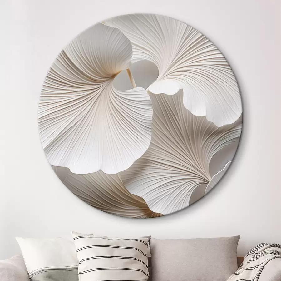 Картина Білі листя гінкго білоба з виразними прожилками, м'яке освітлення, текстурований елегантний і мінімалістичний дизайн r46705