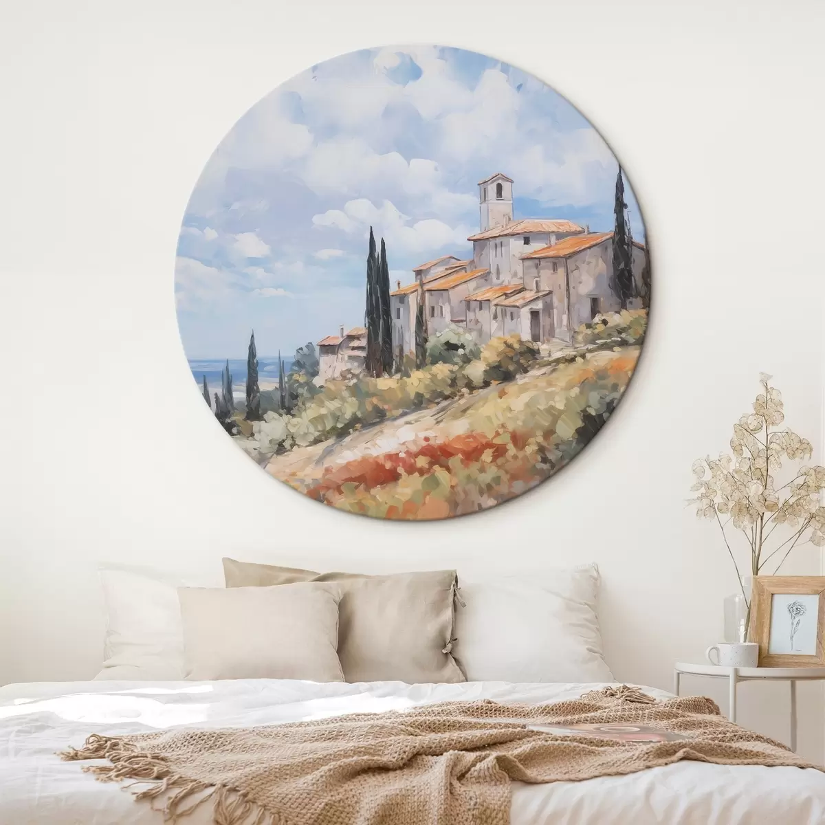 Кругла картина Імітація сільського пейзажу в живописі r46716