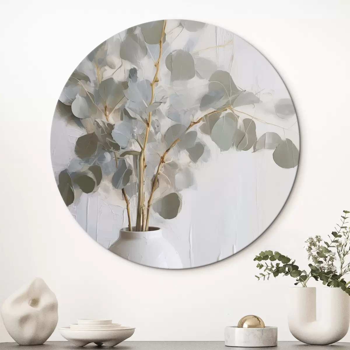 Кругла картина Гілки у вазі, імітація картини r46719