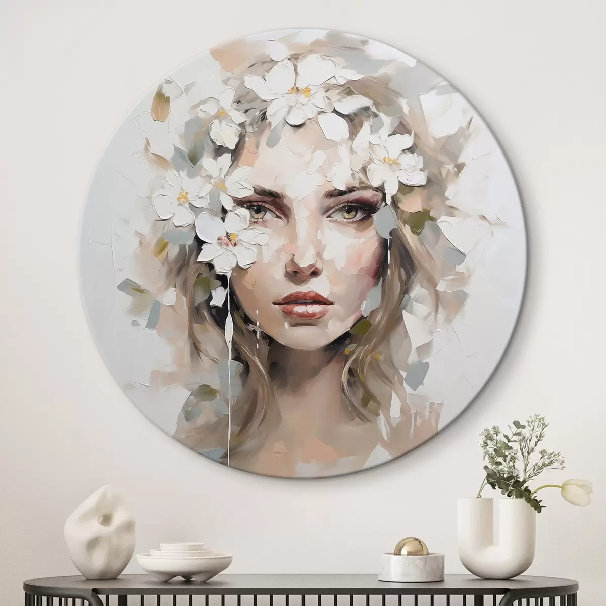 Кругла картина Абстрактний портрет з імітацією живопису r46749