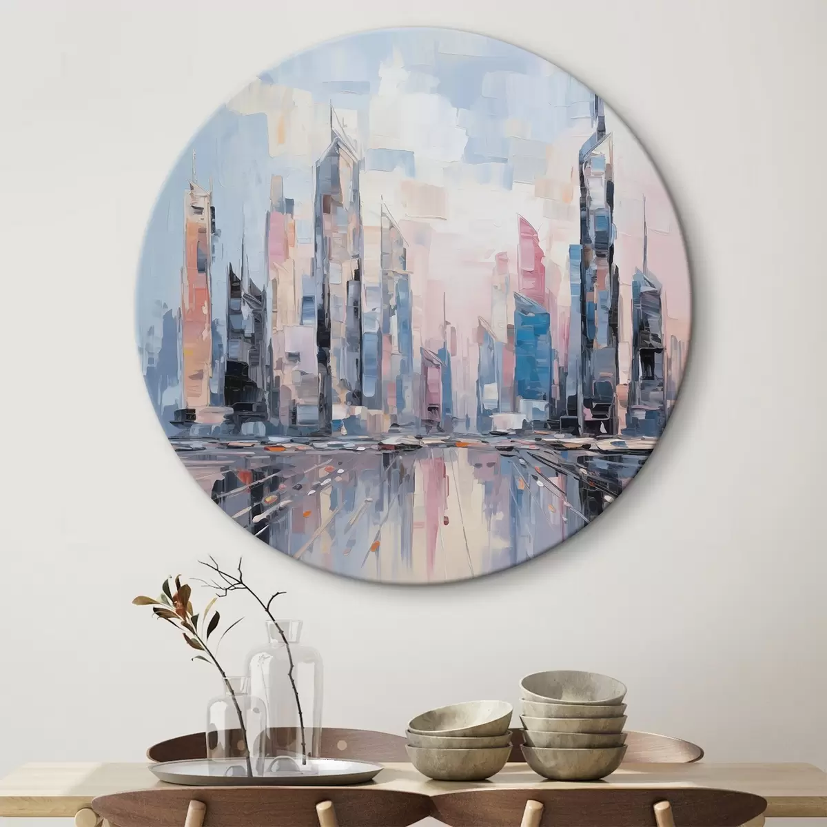 Кругла картина Абстрактна міська імітація живопису r46752