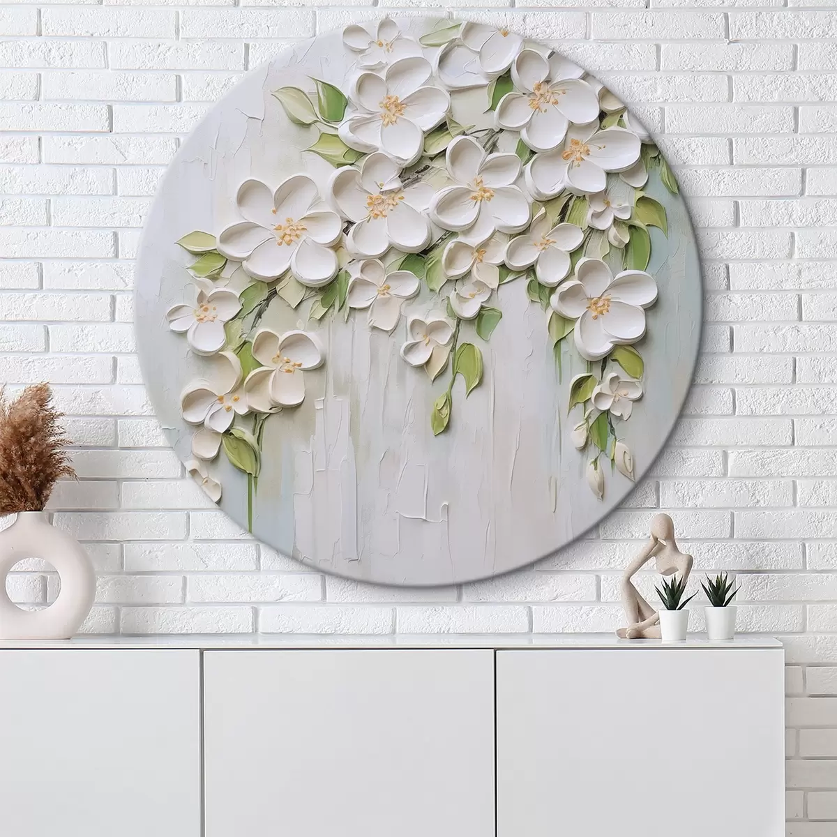 Кругла картина Абстрактні квіти, імітація живопису r46755