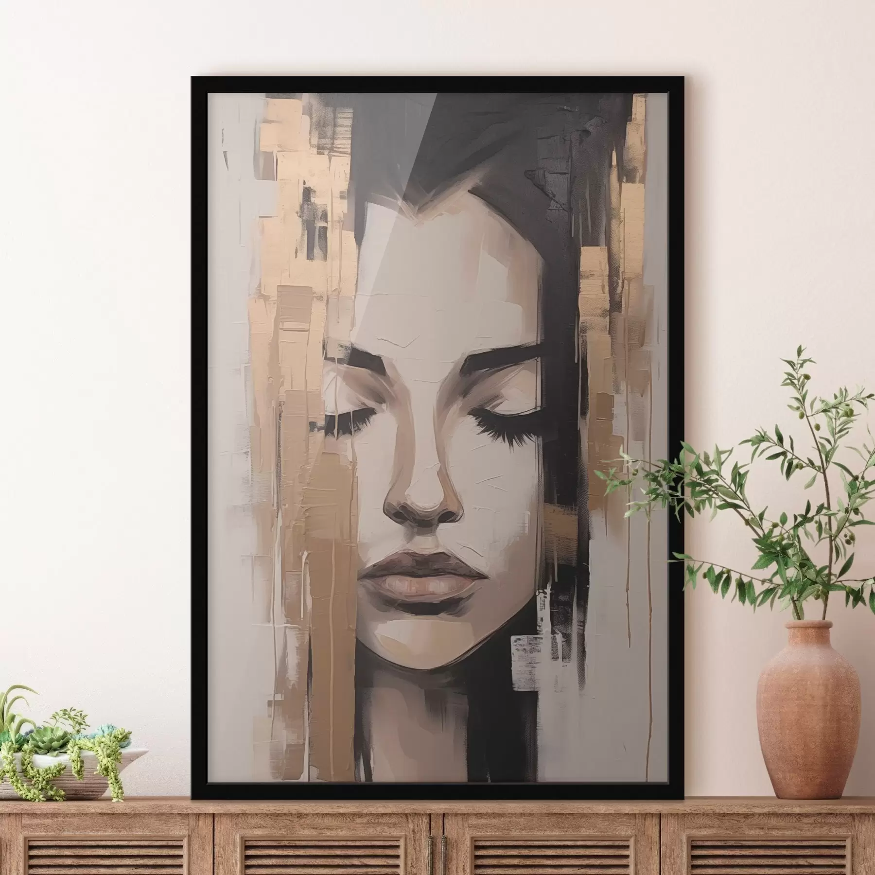 Картина Портрет жінки. Абстрактні мазки пензлем f46733