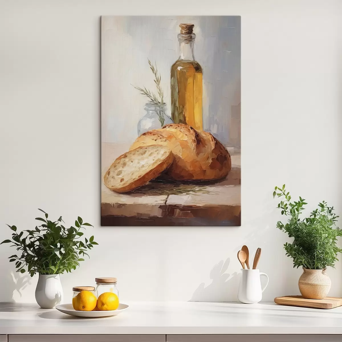 Картина Хліб і пляшка олії, імітація картини s46759