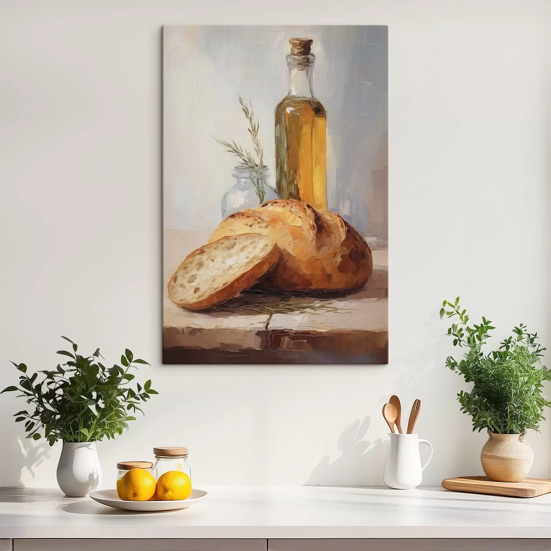 Картина Хліб і пляшка олії, імітація картини s46759