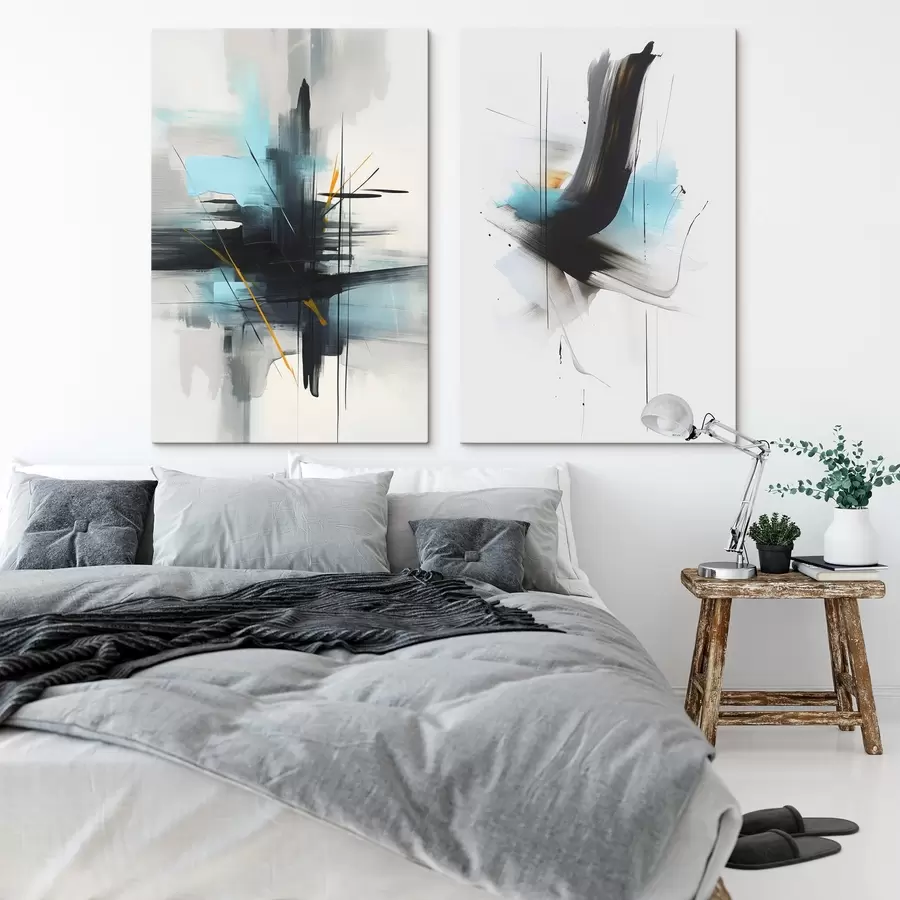 Картина Абстракція з імітацією бризок і мазків пензлем m01037