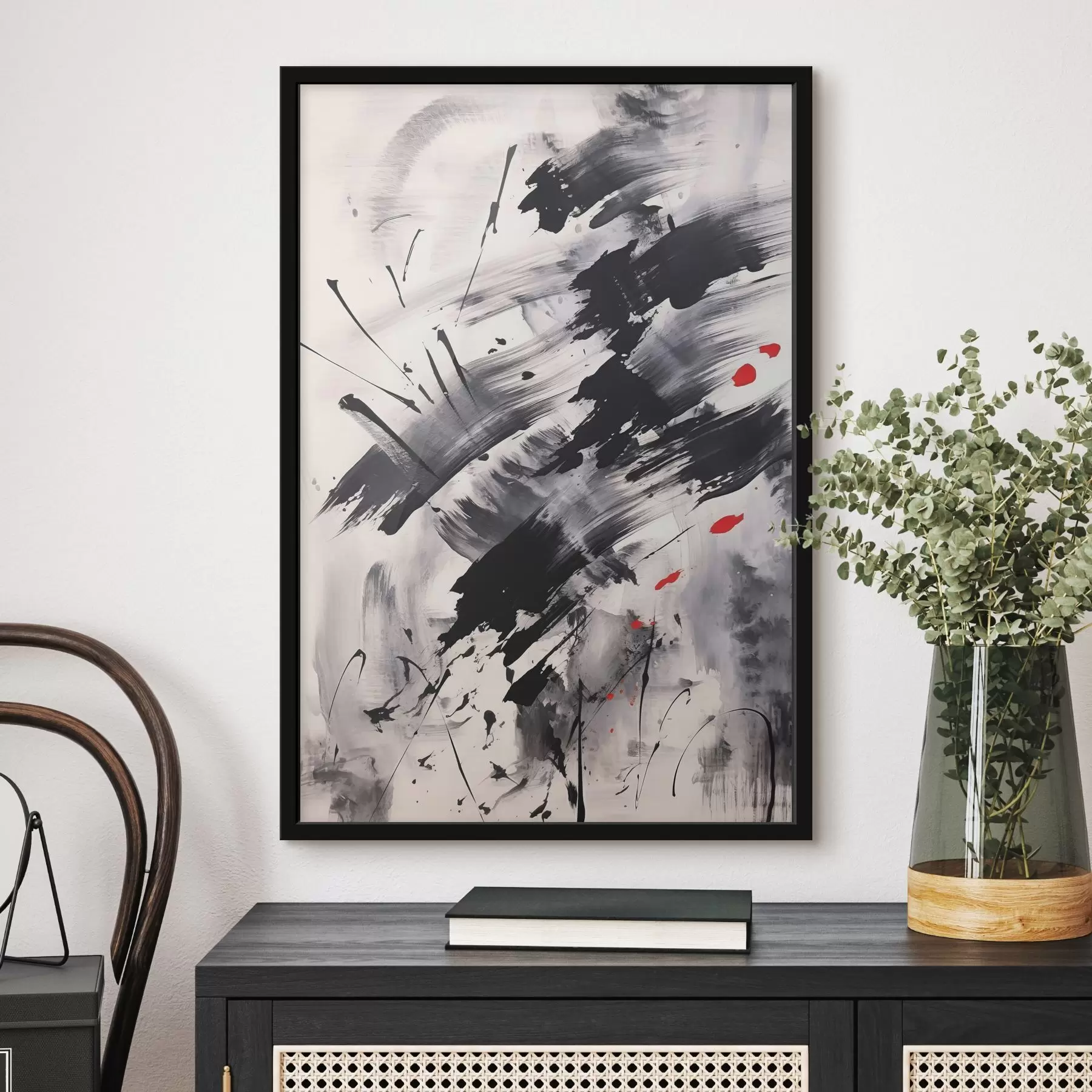 Картина Абстракція з імітацією бризок і мазків пензлем f46783