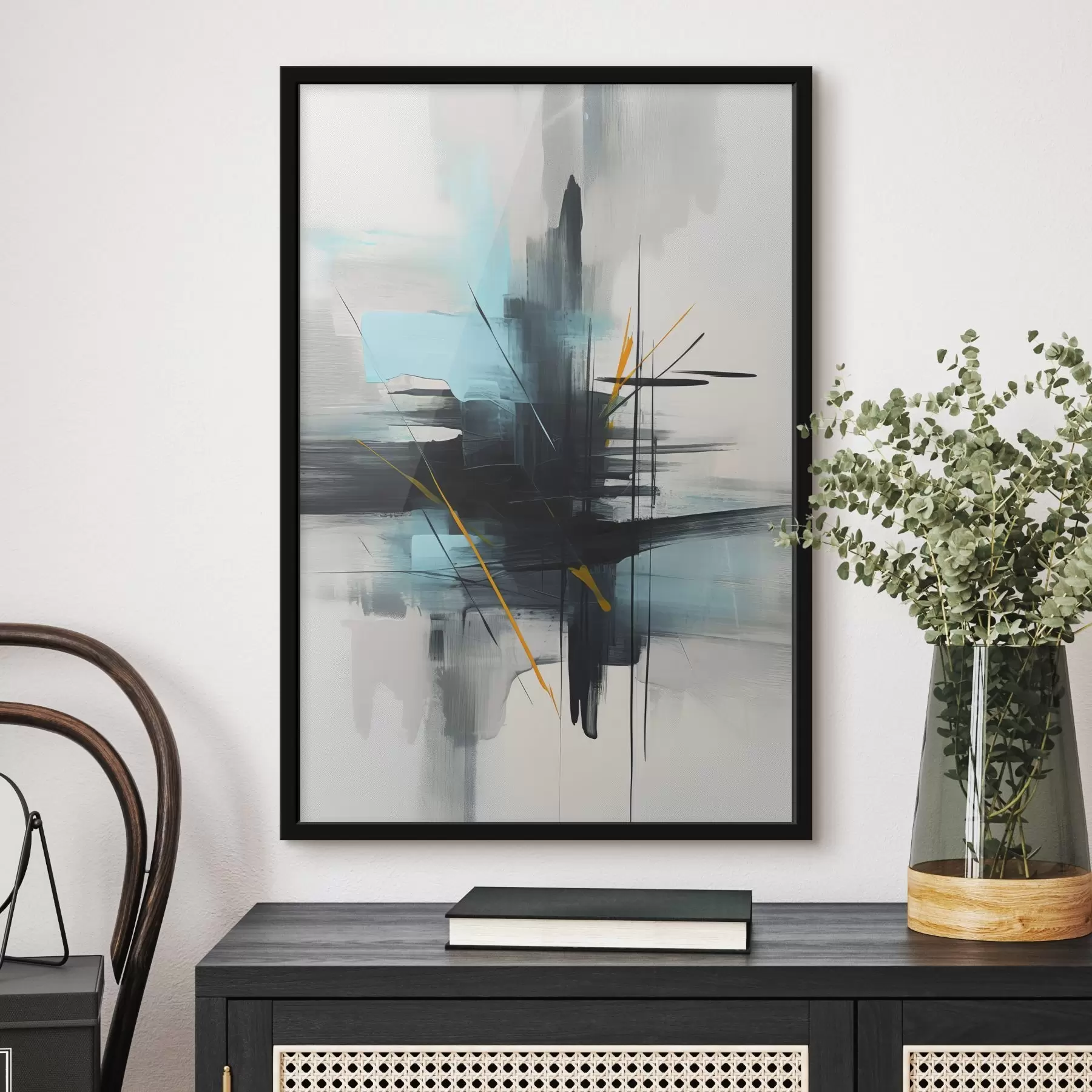 Картина Абстракція з імітацією бризок і мазків пензлем f46789