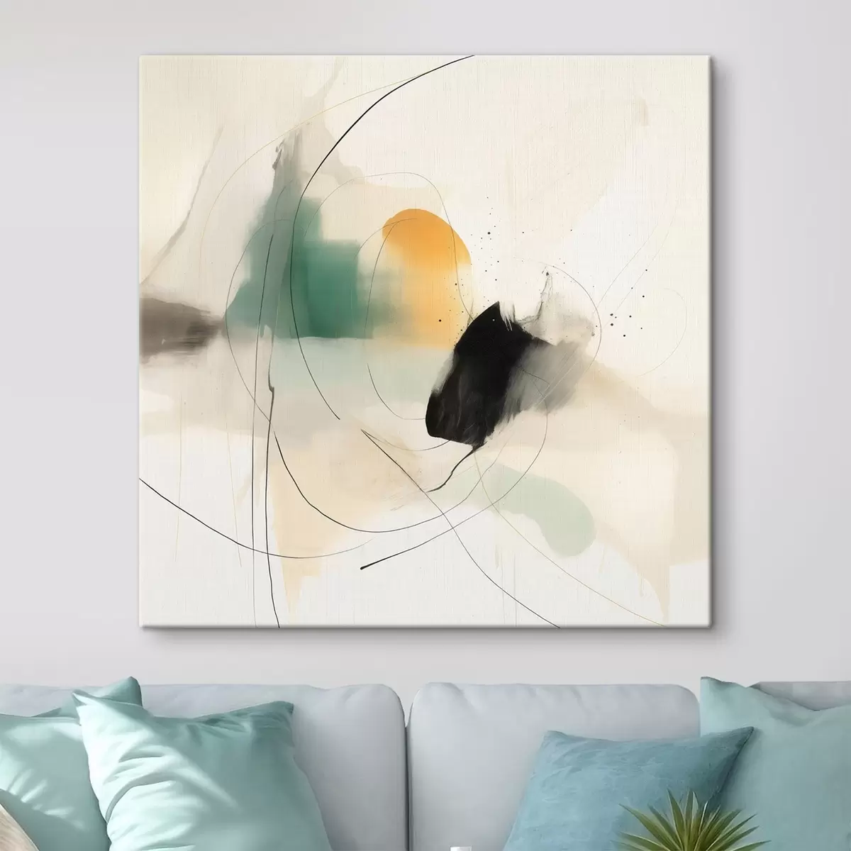 Картина М'яка динаміка кольорів і ліній у легкому абстрактному стилі s46641