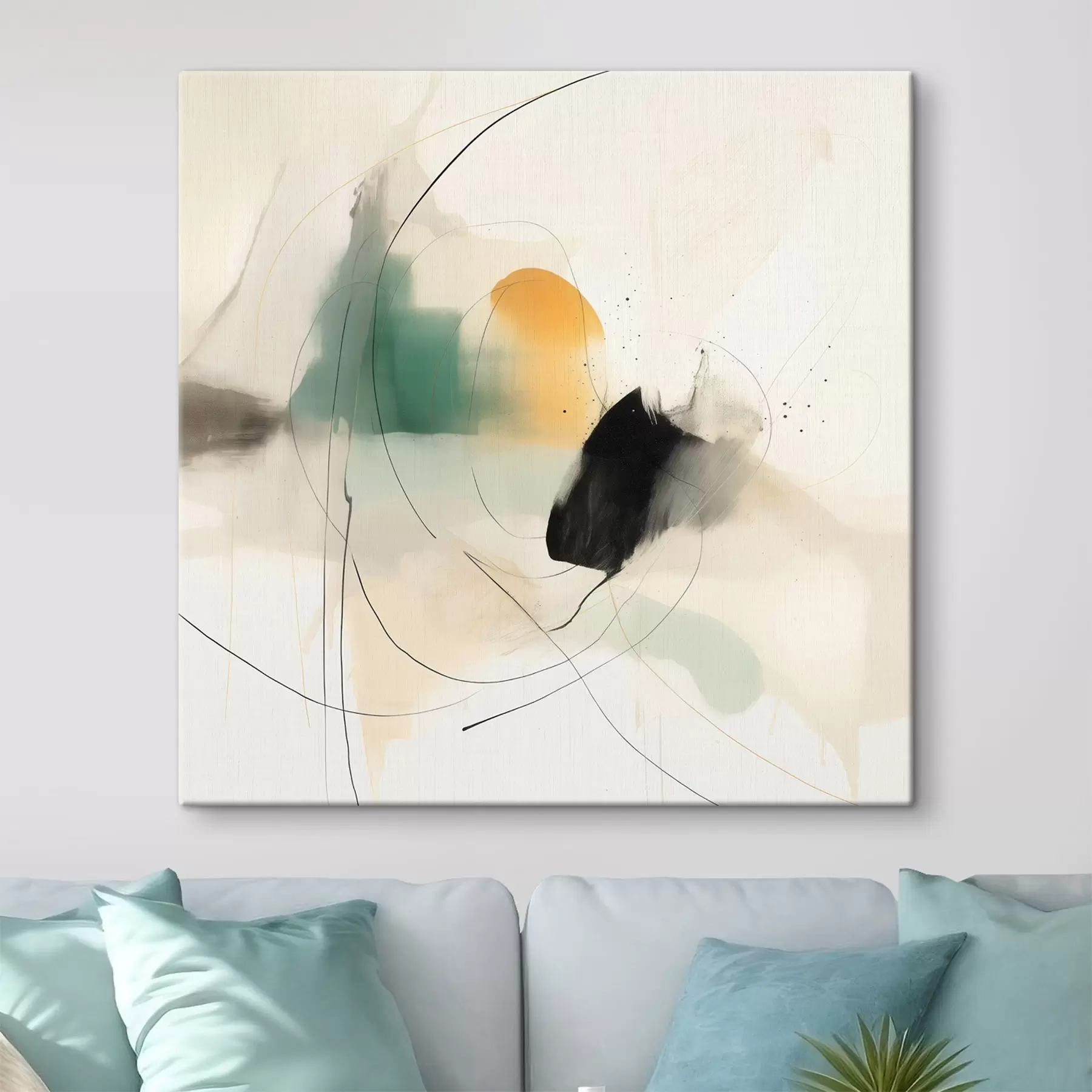 Картина М'яка динаміка кольорів і ліній у легкому абстрактному стилі s46641