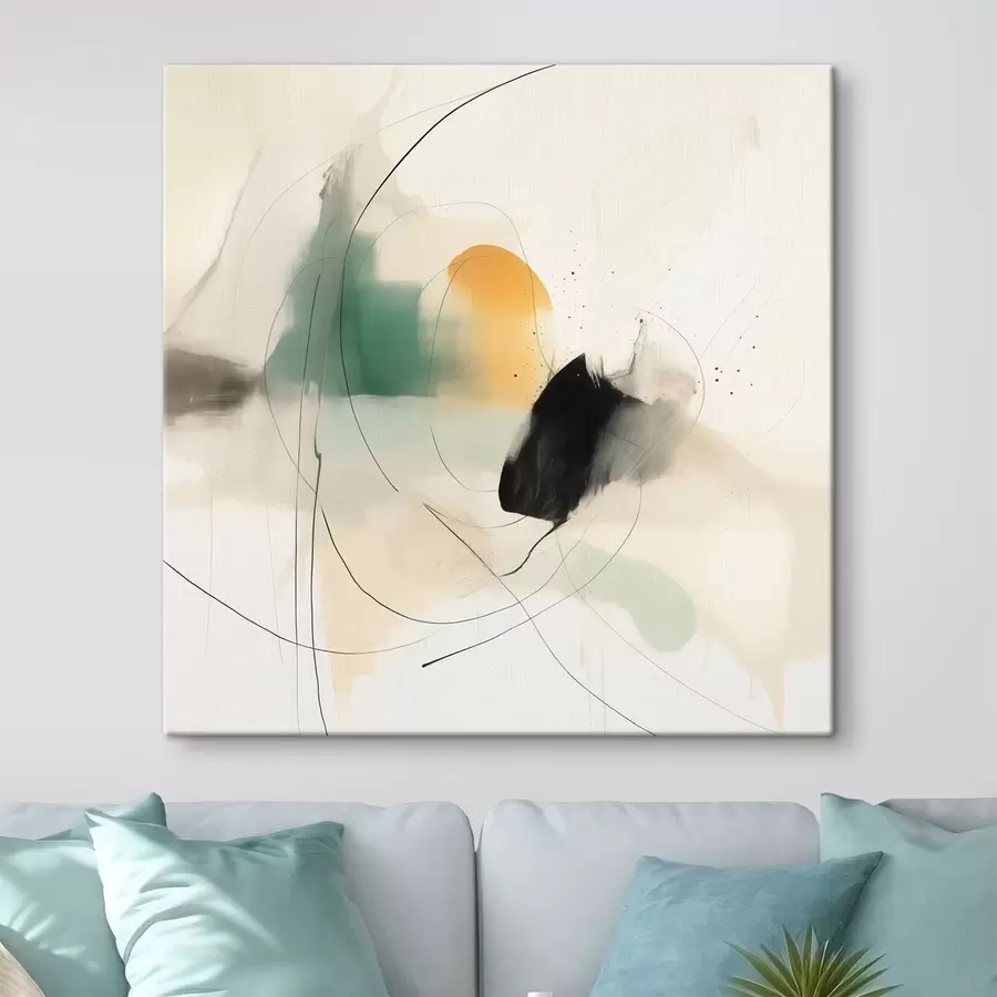 Картина М'яка динаміка кольорів і ліній у легкому абстрактному стилі s46641