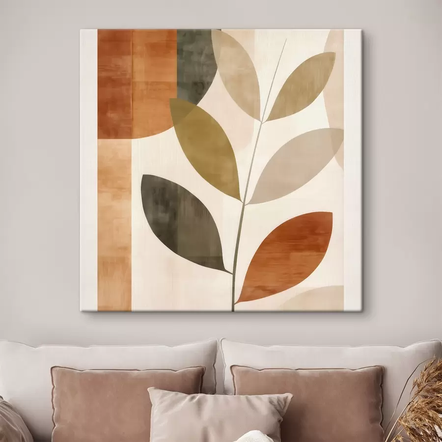 Картина Тепла композиція з листя в ліричному мінімалістичному стилі s46646