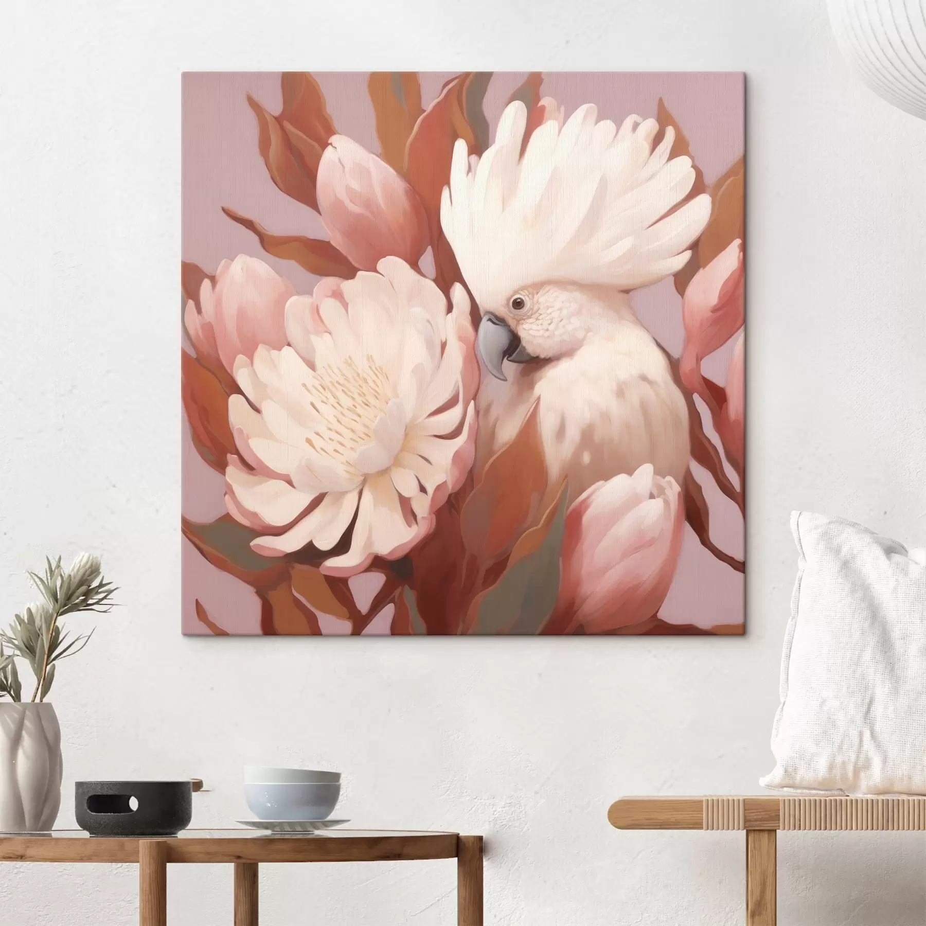 Картина Абстрактне художнє зображення птаха у квітковій композиції s46667