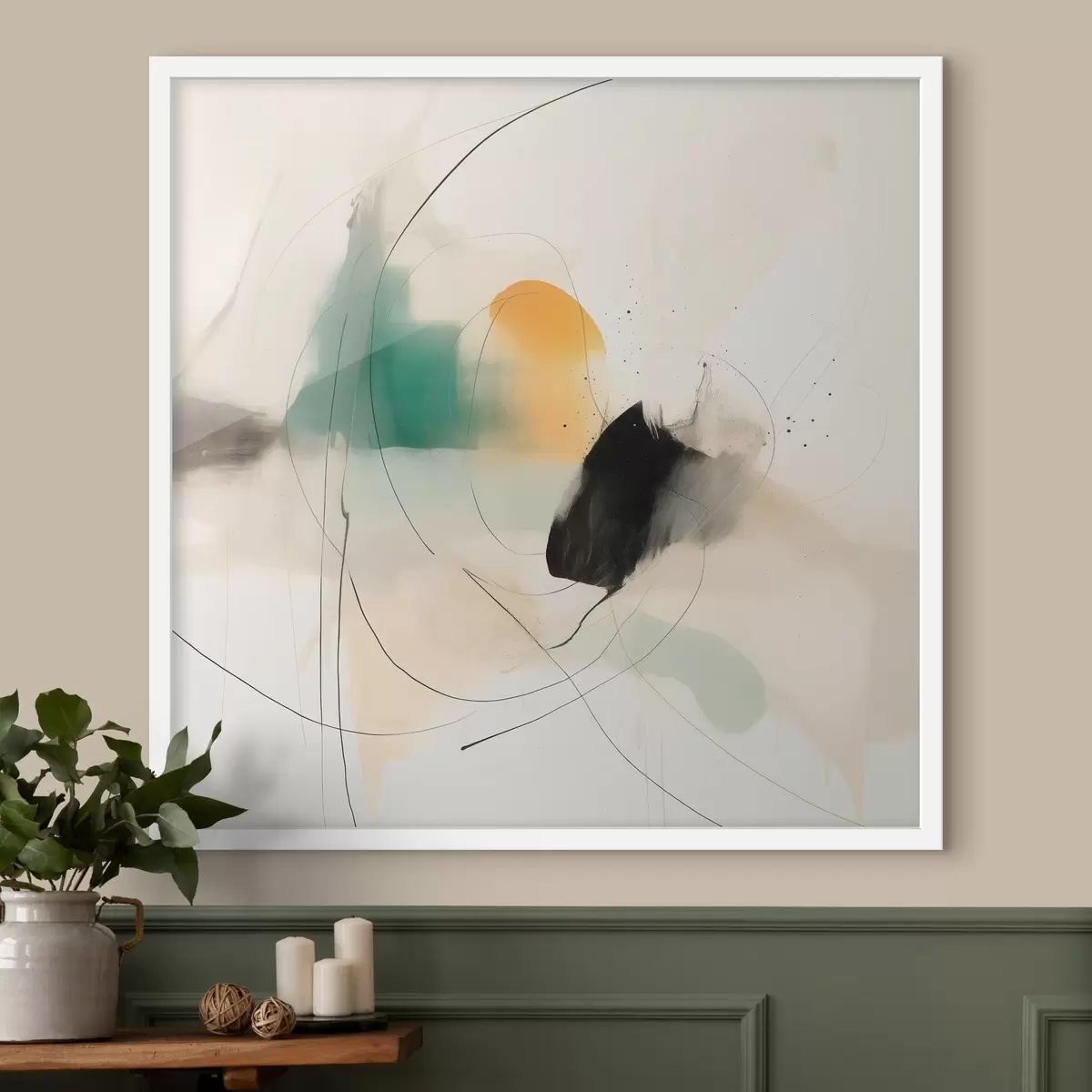 Постер М'які кольори та динаміка ліній у легкому абстрактному стилі f46641