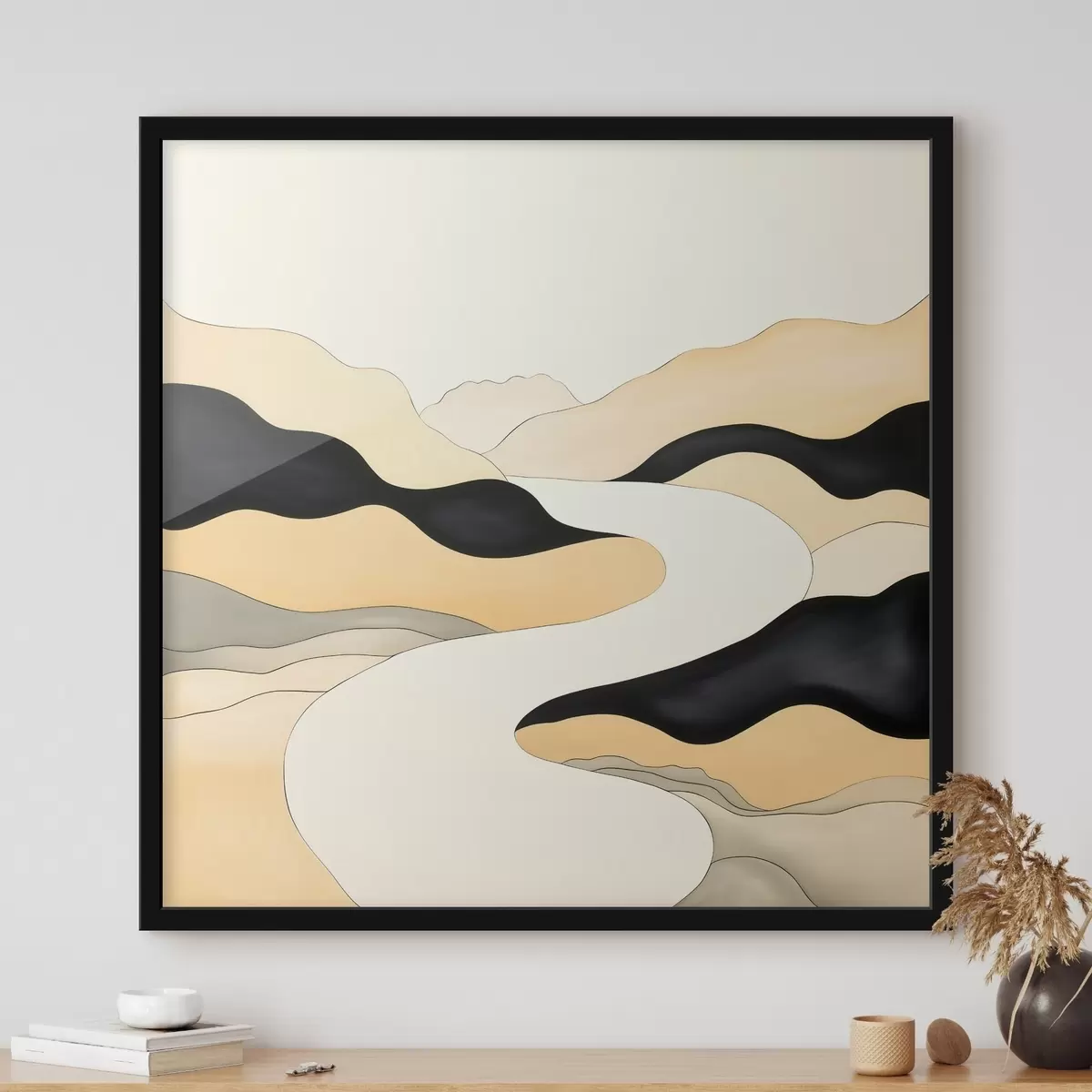 Постер Художня композиція з контрастними акцентами в теплій палітрі f46663