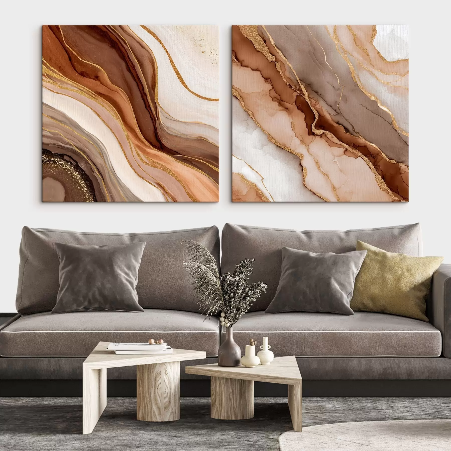 Картина Двочастинна абстрактна композиція з плавними переходами між шарами m00982