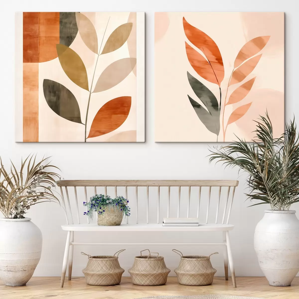 Картина Стилізоване зображення рослини в спокійній кольоровій гамі m00984