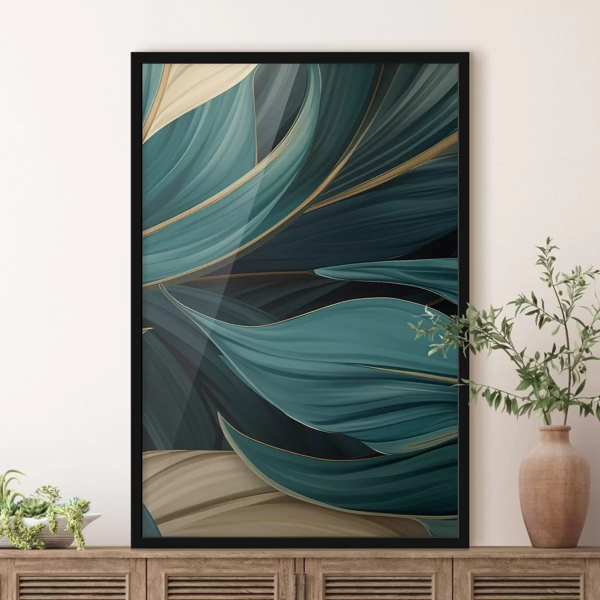 Постер Зелені абстрактні листя f46879