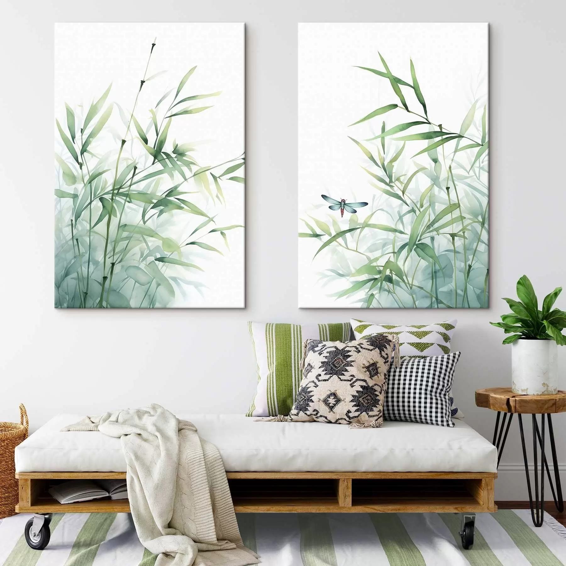 Картина Бамбукові рослини, імітація акварелі m01062