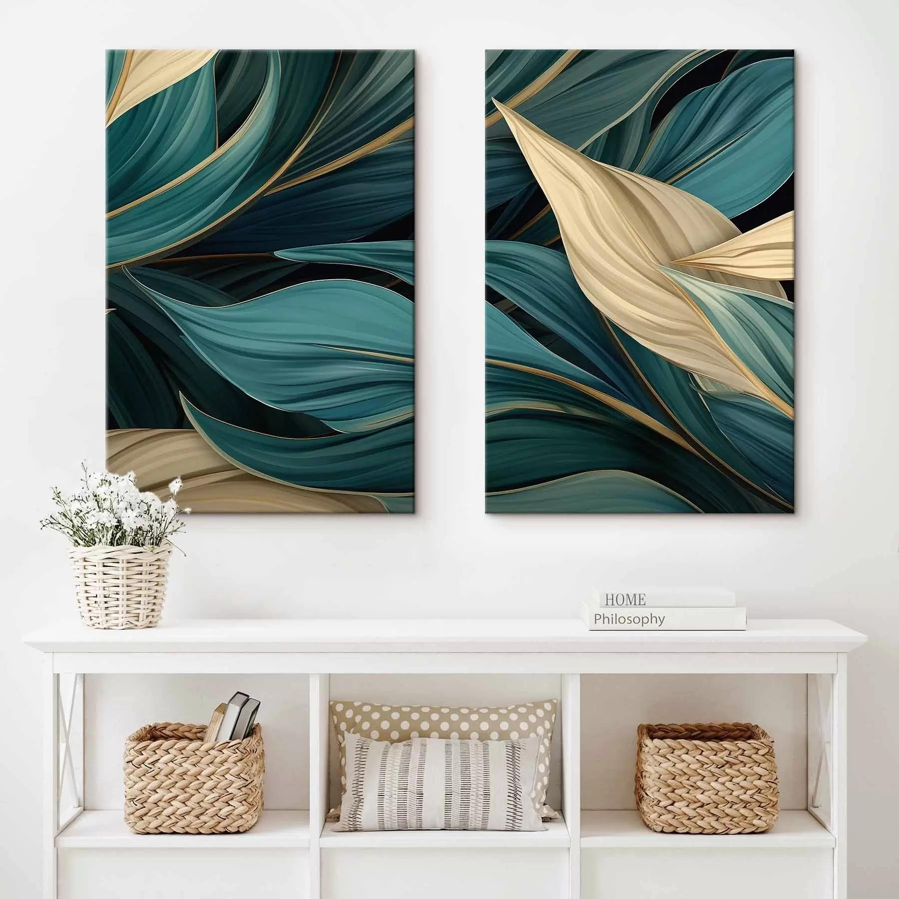 Картина Зелені абстрактні листя m01063