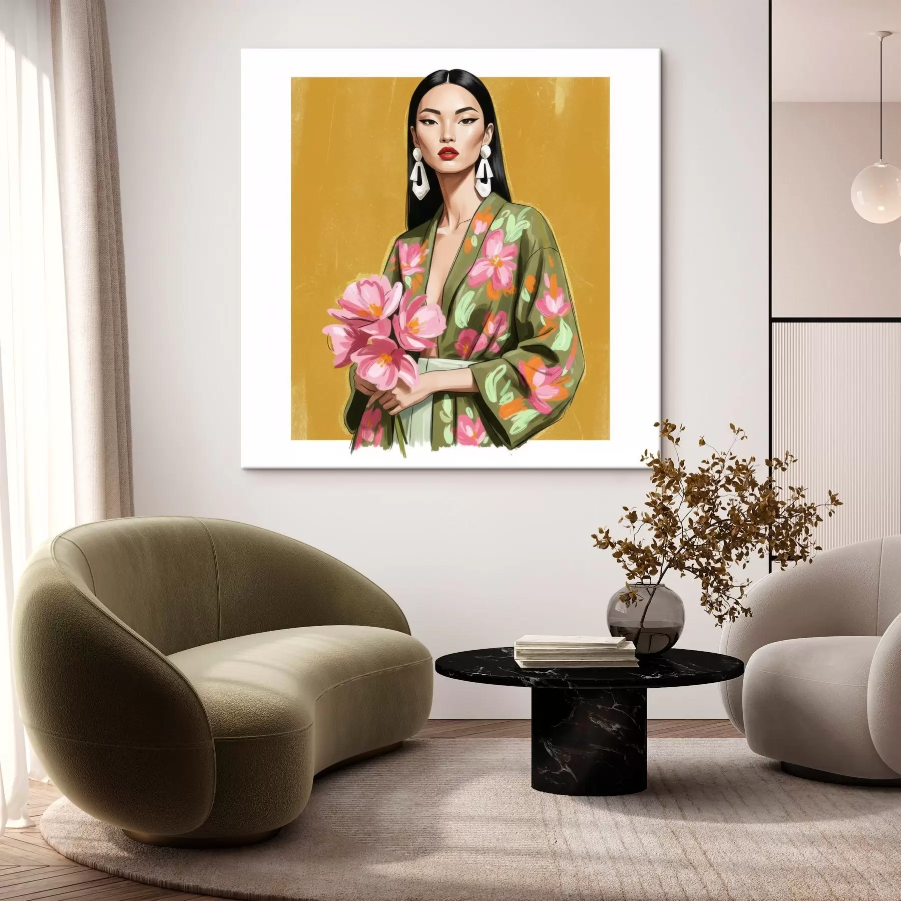 Картина Дівчина з букетом квітів s46850