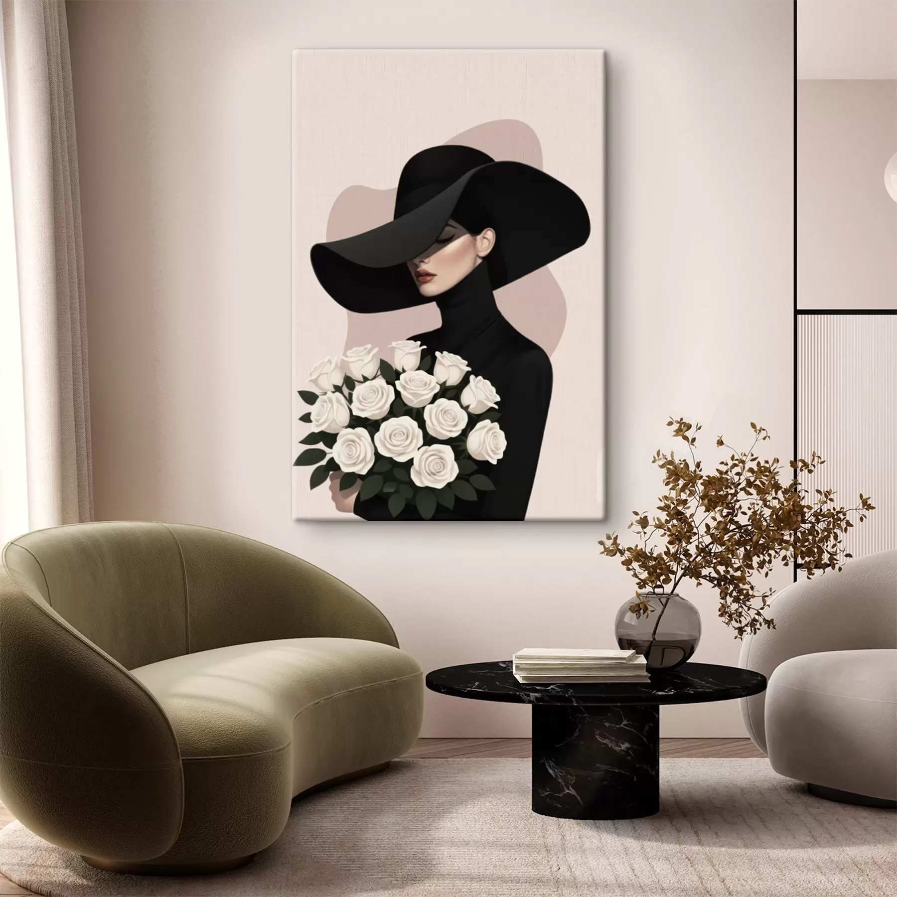 Картина Дівчина з букетом троянд s46854